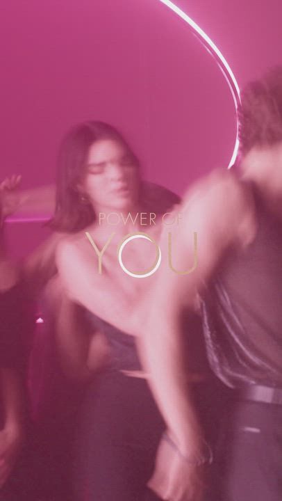 Kendall Jenner discussing the ARMANI POWER OF YOU fragrance, intercut with radiant visuals of the bottle and luminous ingredients.