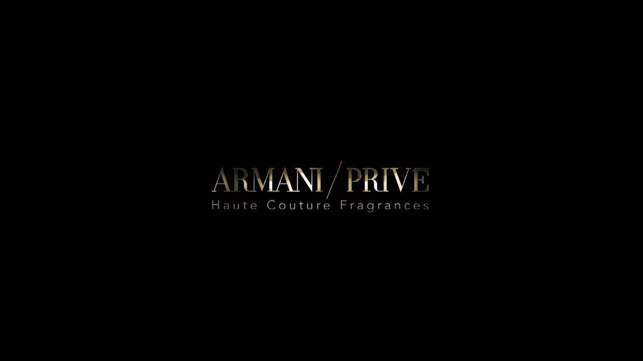 Logo of Armani Prive Haute Couture Fragrances on a black background.