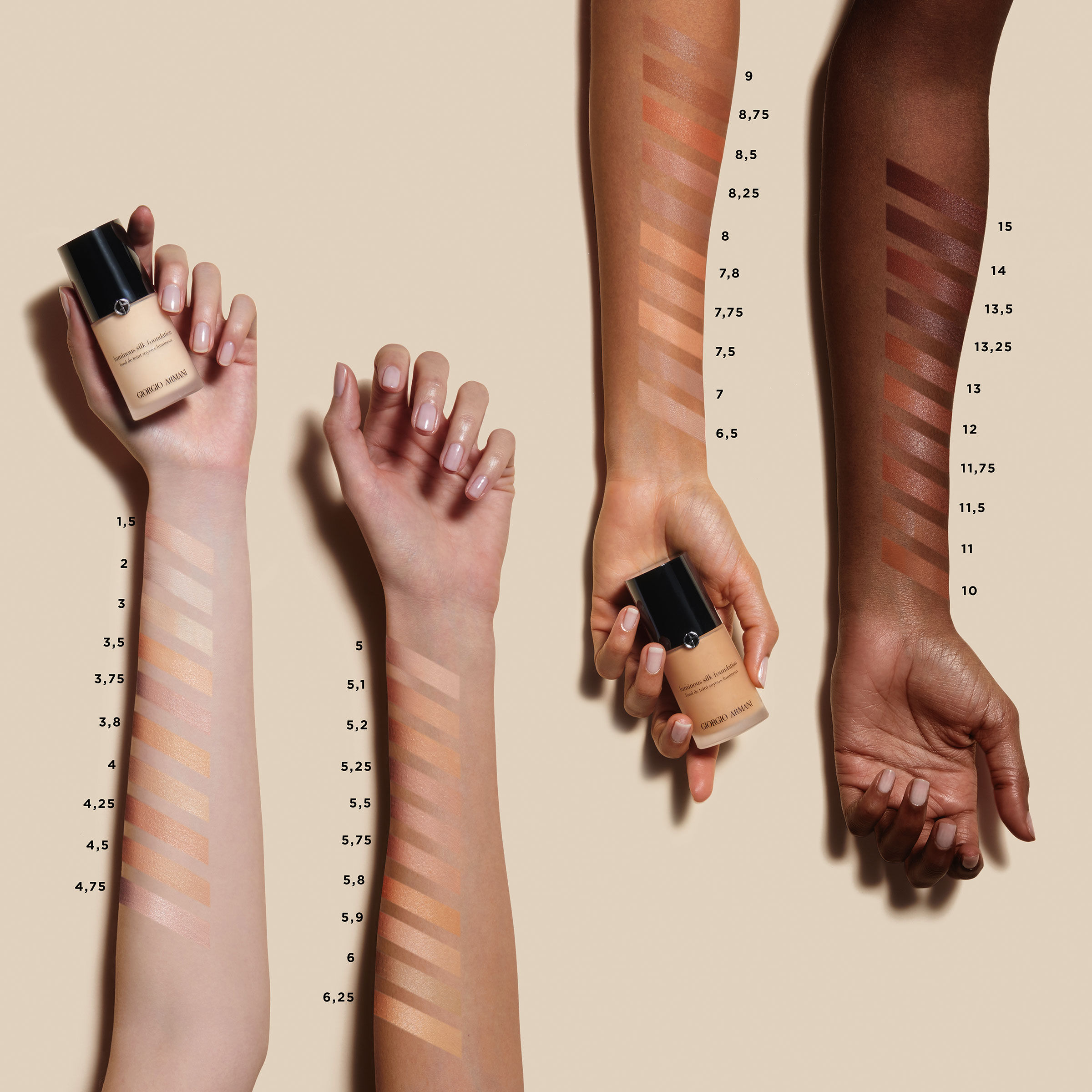 giorgio armani luminous foundation swatches